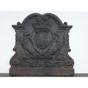 Plaque de cheminée aux armes de Jerôme Phélypeaux de Pontchartrain (95x91 cm)