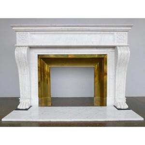 White Marble Fireplace With Lion Paws