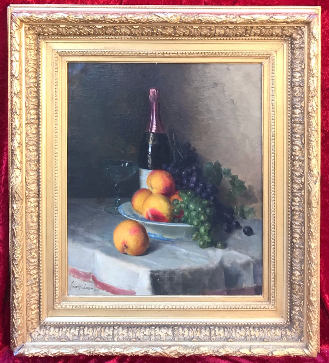 Fanny Laumans (19th Century) - Still Life With Champagne
