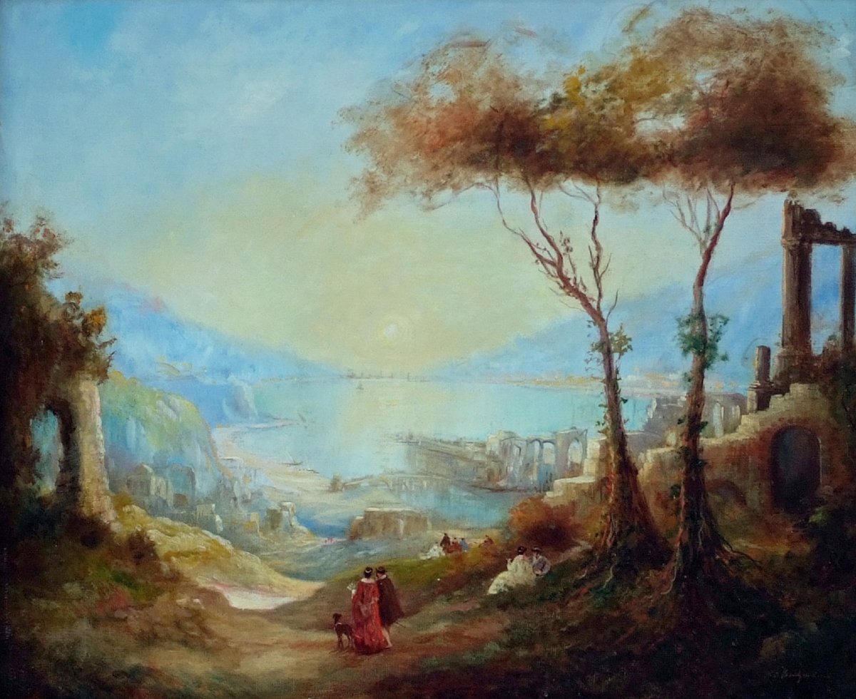 Alfred August Felix Bachman - Landscape Ruins Antiquity-photo-1