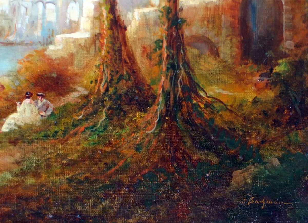 Alfred August Felix Bachman - Landscape Ruins Antiquity-photo-3