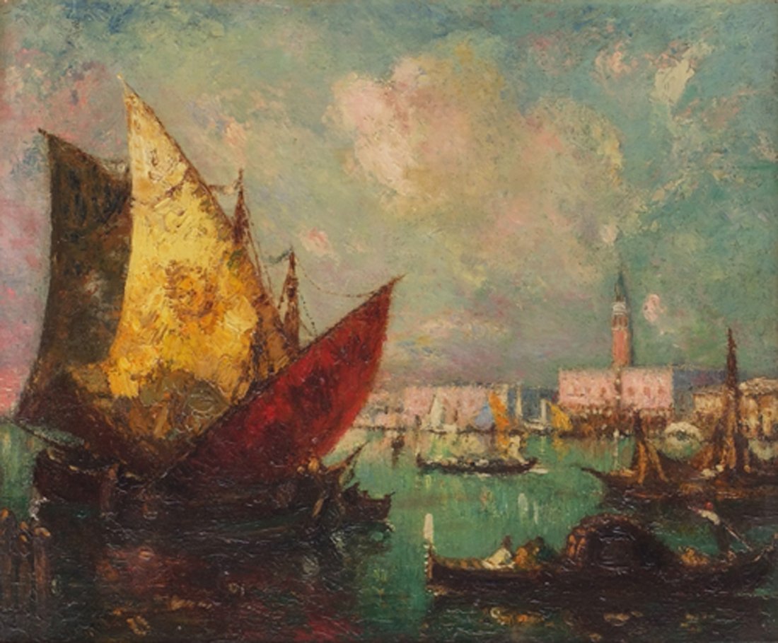 Duprat Albert Ferdinand (1882-1974) - Venice With Red And Yellow Sails -photo-4
