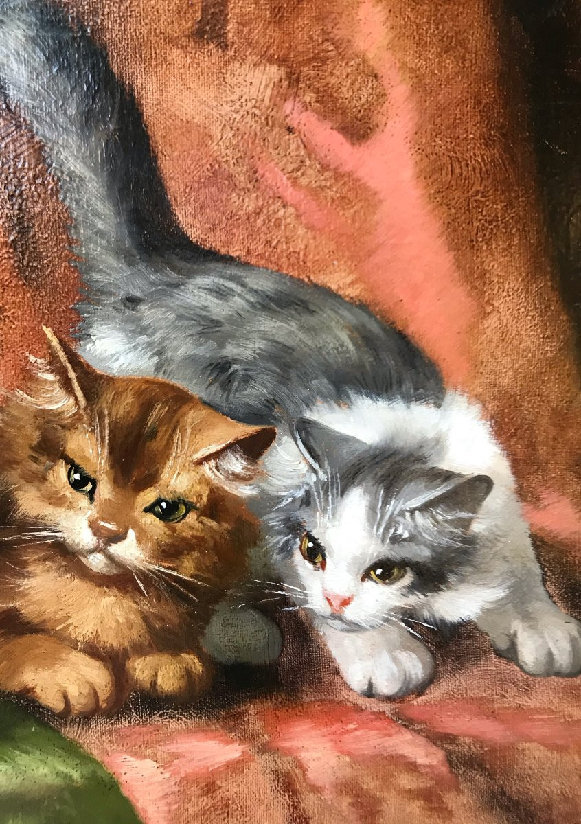Alfred BRUNEL NEUVILLE (1852-1941) - quatre Chatons-photo-4