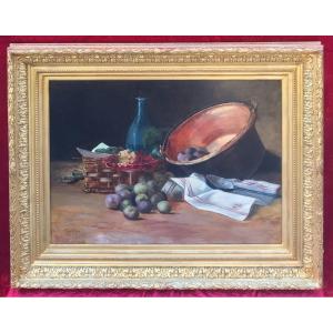 Joseph-rené Verdier (1819-1904) - Nature Morte Aux prunes