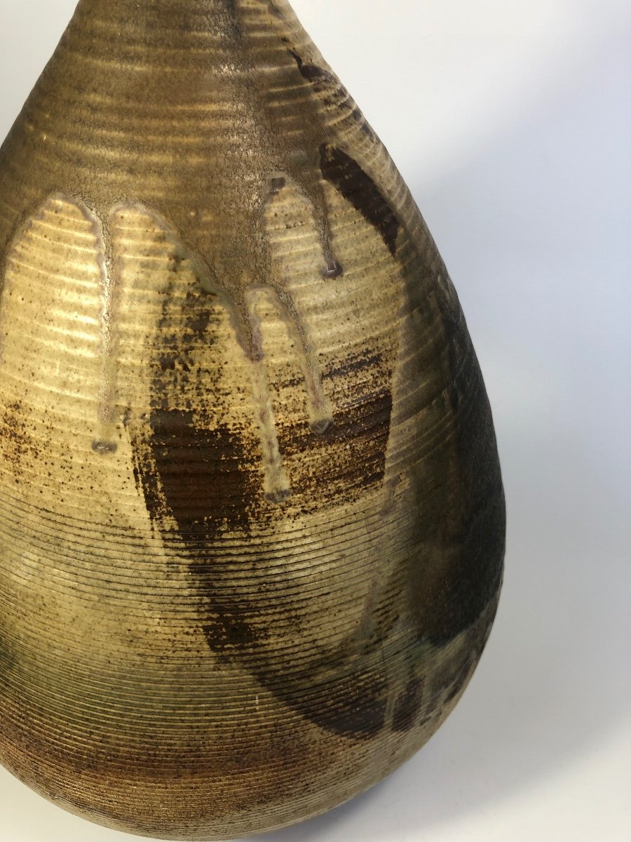 Jean-paul Van Lith Large Stoneware Vase Signed 1977 Biot-photo-2