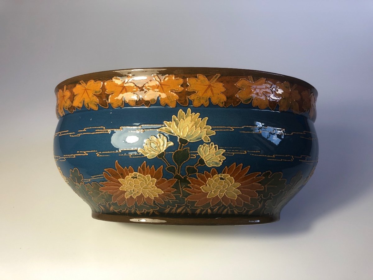 Hippolyte Boulenger Choisy Jardini&egrave;re fa&iuml;ence Art Nouveau Japonisme c&eacute;ramique -photo-2