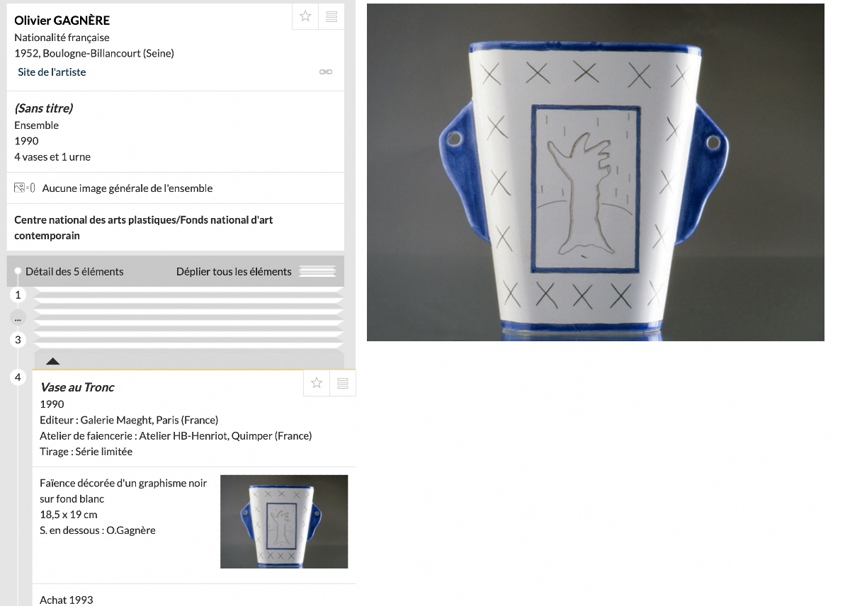 Olivier Gagnère For Henriot Quimper Rare Ceramic Design Vase 1990-photo-3