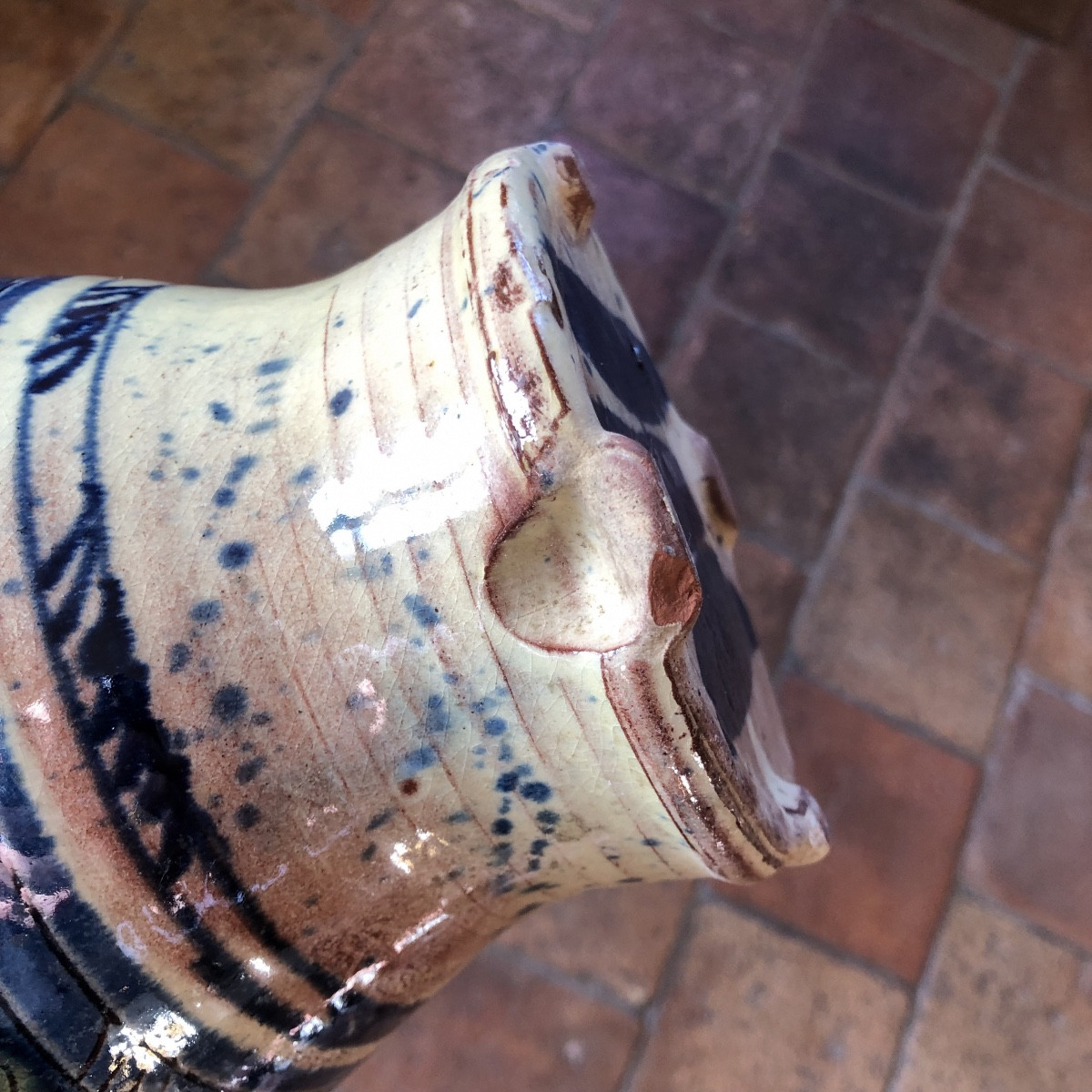 Catherine Vanier Grand Pichet Sign&eacute; C&eacute;ramique Terre Verniss&eacute;e-photo-4