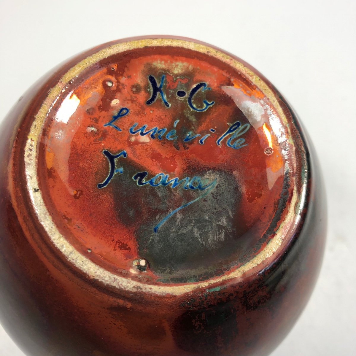 Keller Et Guérin Vase Signé  Art Nouveau Sang De Boeuf Lunéville-photo-4