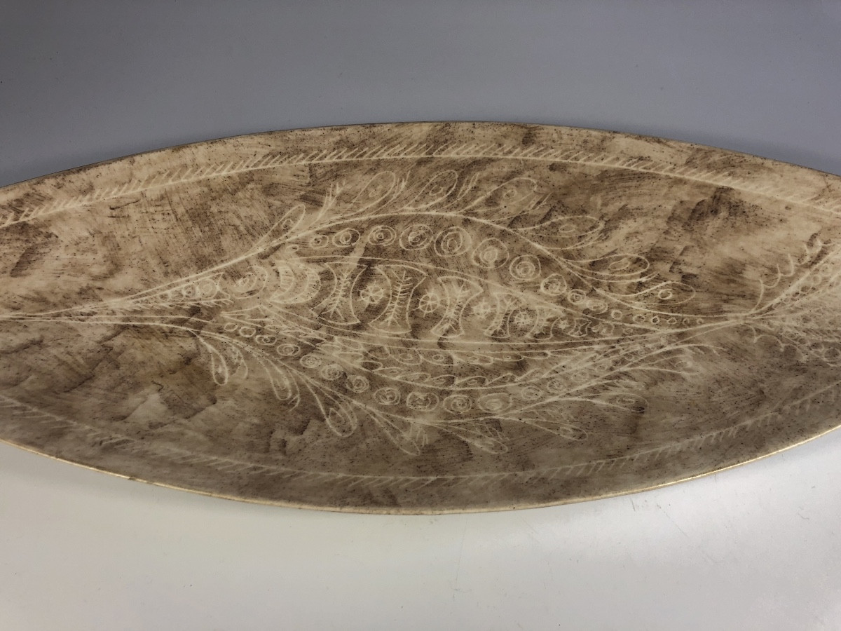 Jean-pierre Viot Large Fish Dish Signed Ceramic 1950