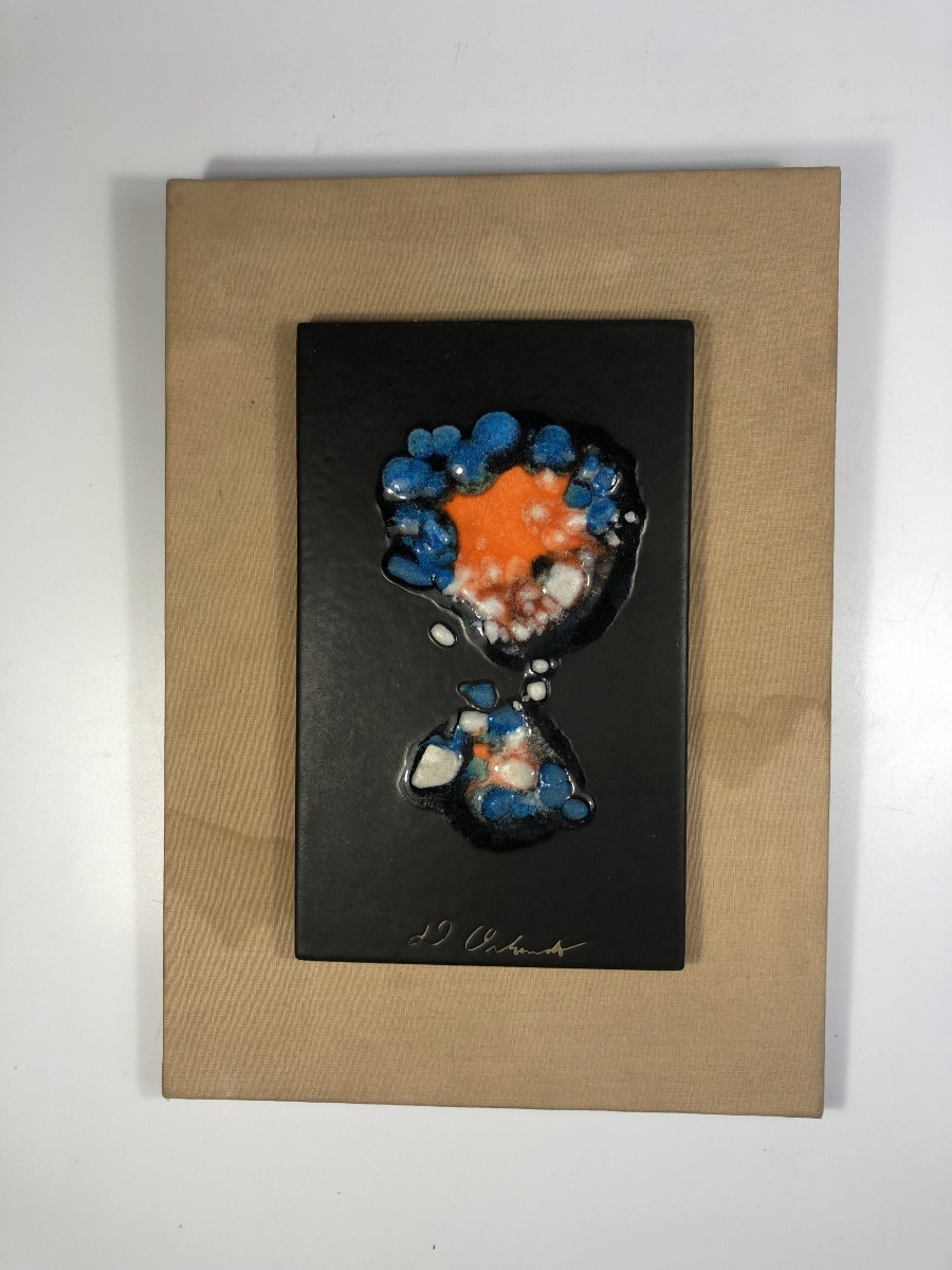 Denise Orlando Ceramic Plaque Signed 1950-photo-2