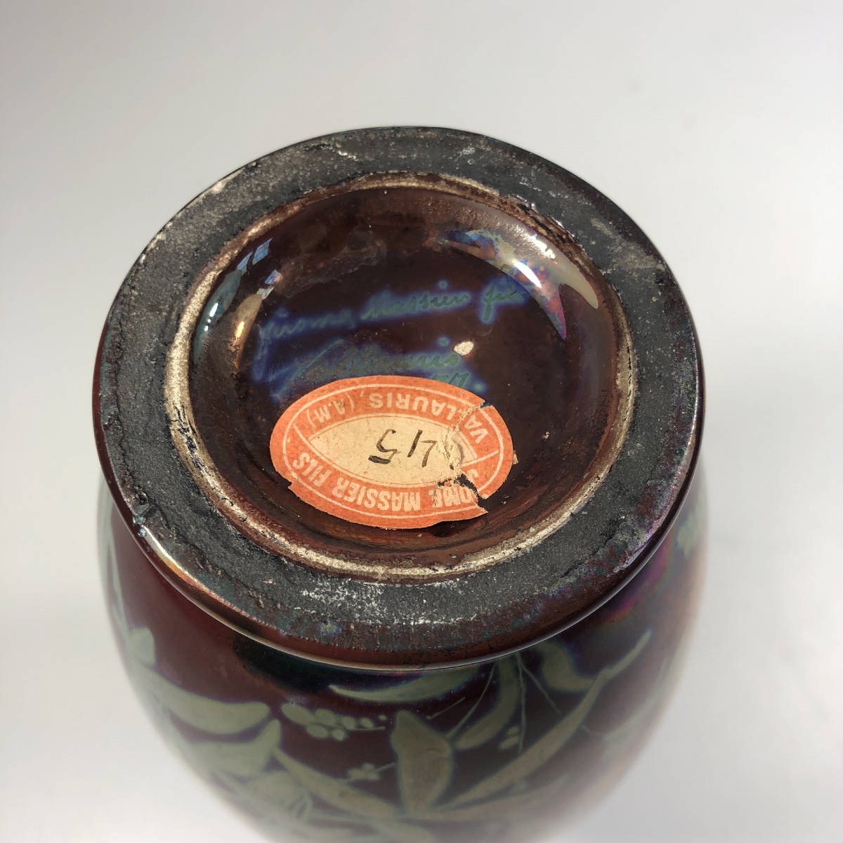 Jérôme Massier Iridescent Vase Signed Art Nouveau Vallauris-photo-4