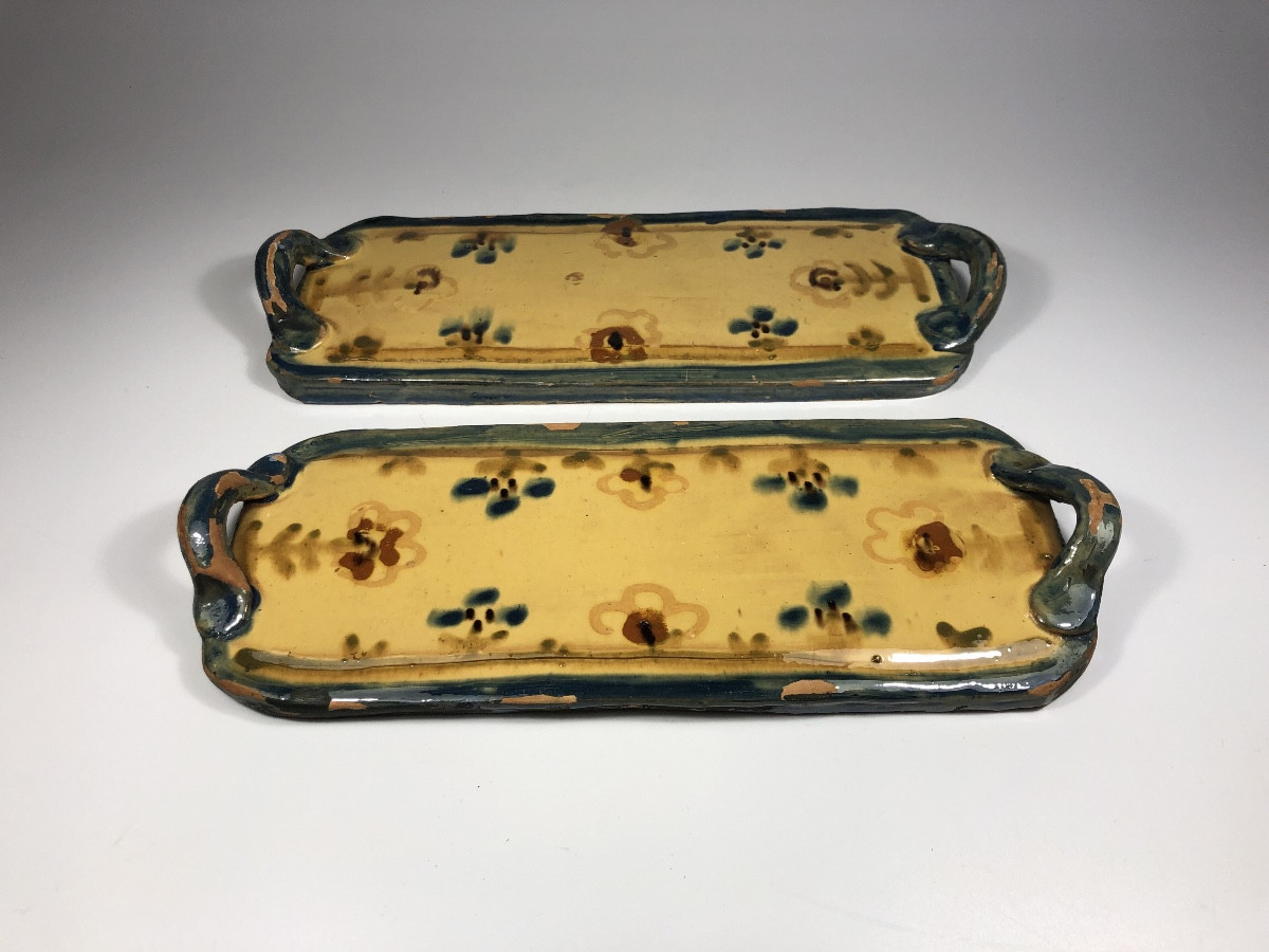 Anne Dangar Moly Sabata 2 Dishes Art Deco Ceramic Plates Era Gleizes