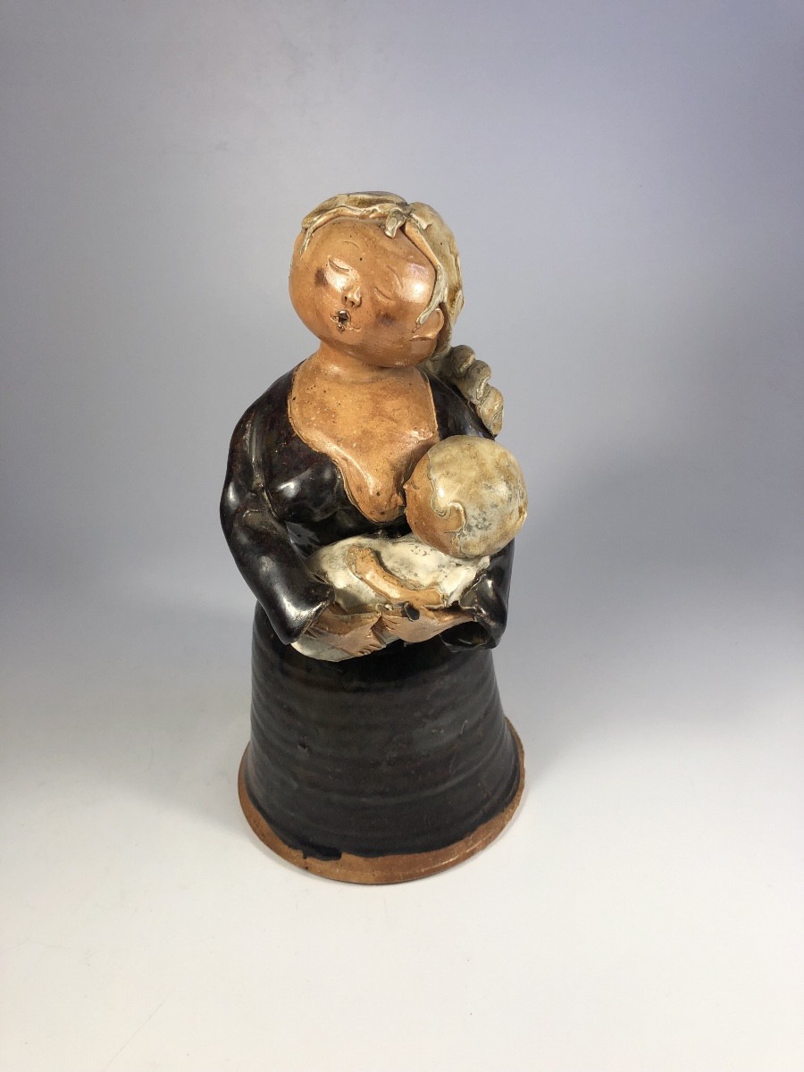 Louise And Michel Gardelle Stoneware Sculpture Signed Ceramic 