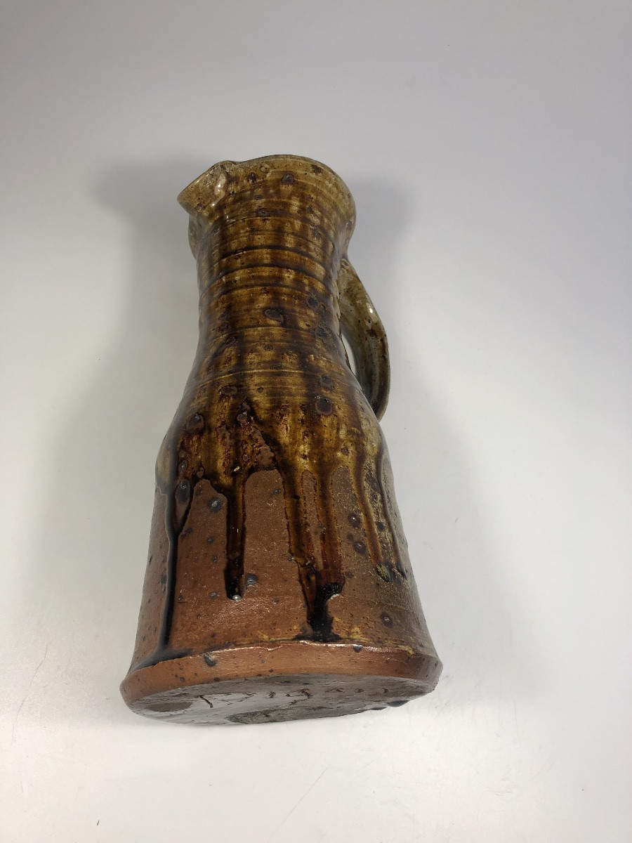 Pierre Digan Stoneware Pitcher Signed La Borne Ceramics-photo-2