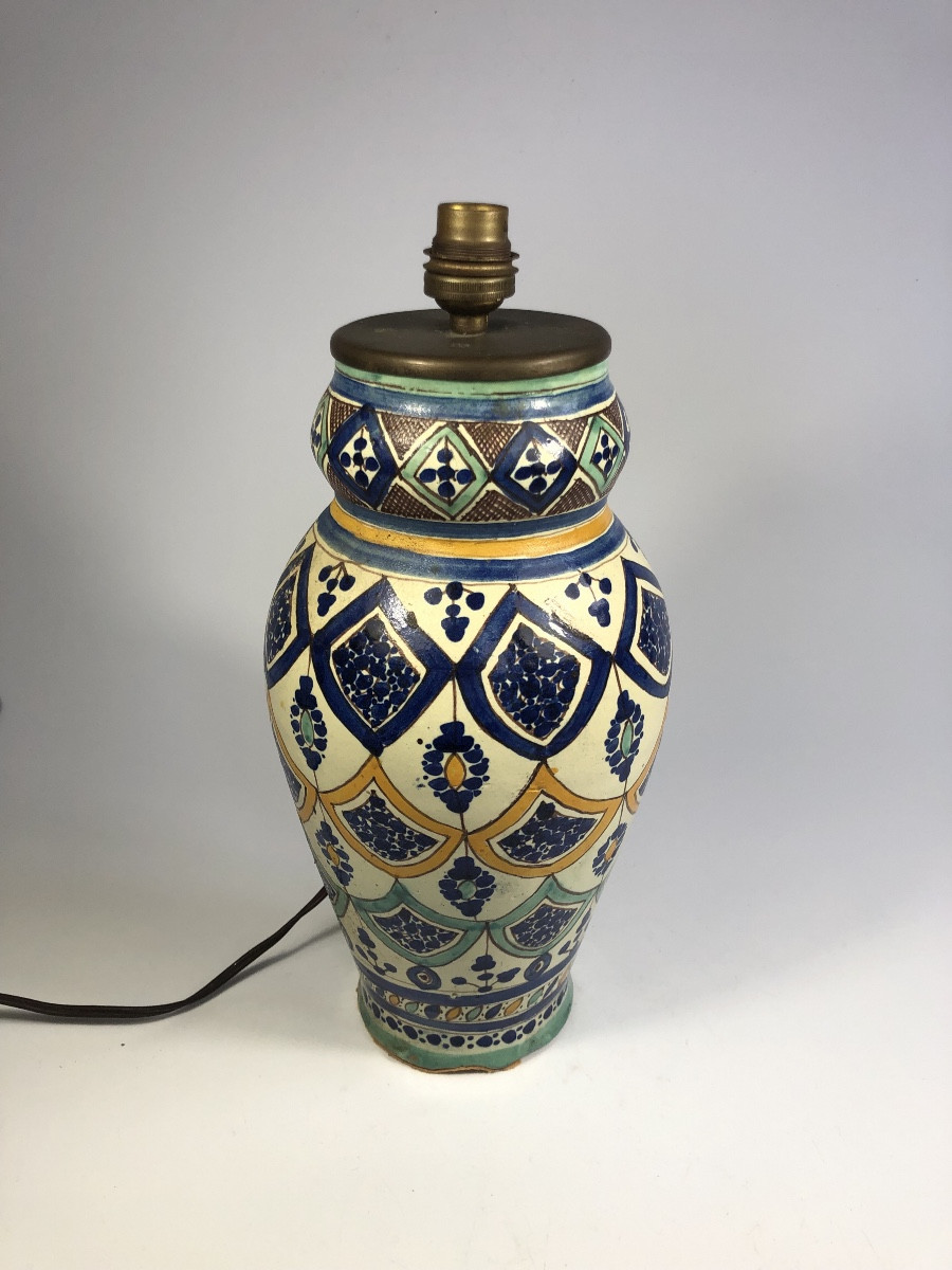 Atelier Lamali lampe signée Safi céramique Maroc Art Déco 30 cm