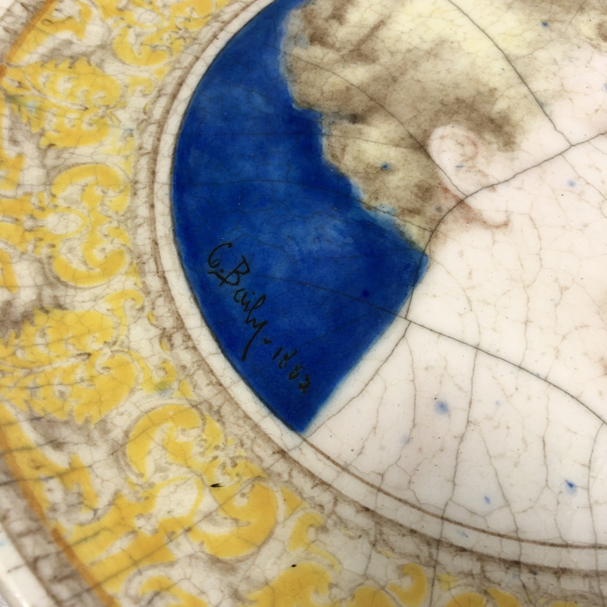 Léon Parvillée plat faïence signé céramique Art Nouveau 1882 Le Havre-photo-2