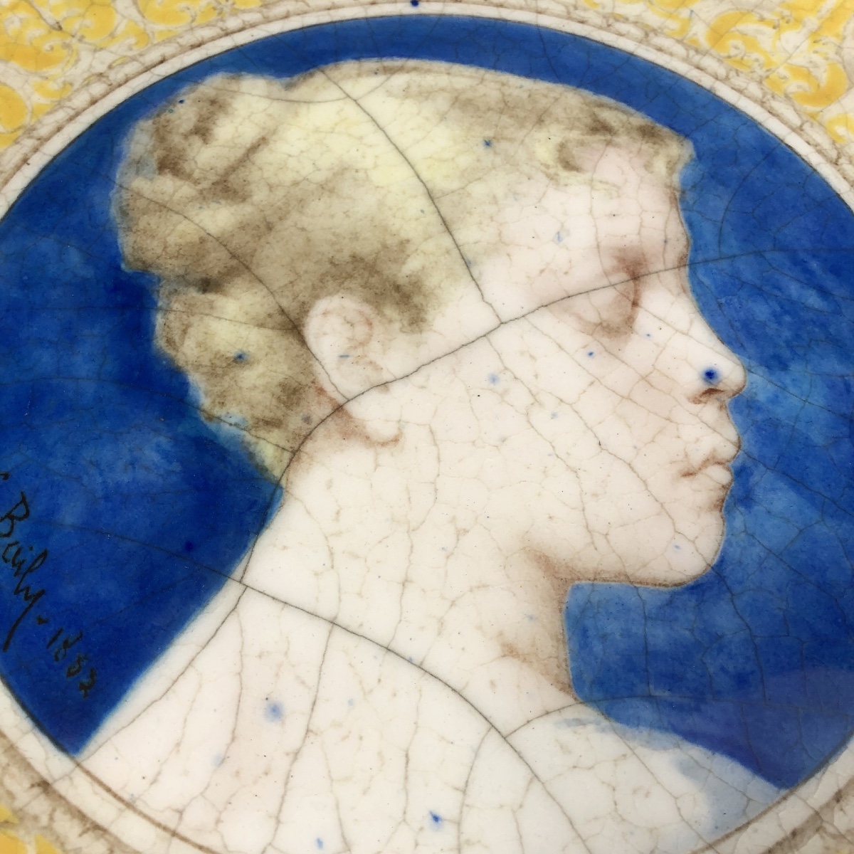 Léon Parvillée plat faïence signé céramique Art Nouveau 1882 Le Havre-photo-4