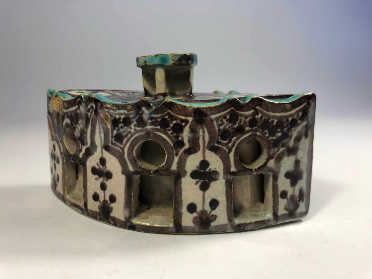 Lamali encrier signé céramique Safi Maroc Art Déco faïence-photo-2