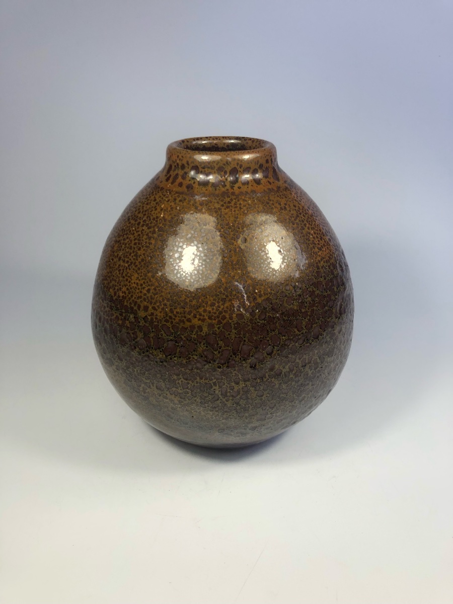 Daniel De Montmollin Signed Stoneware Vase Oil Drop Taizé Ceramic-photo-2