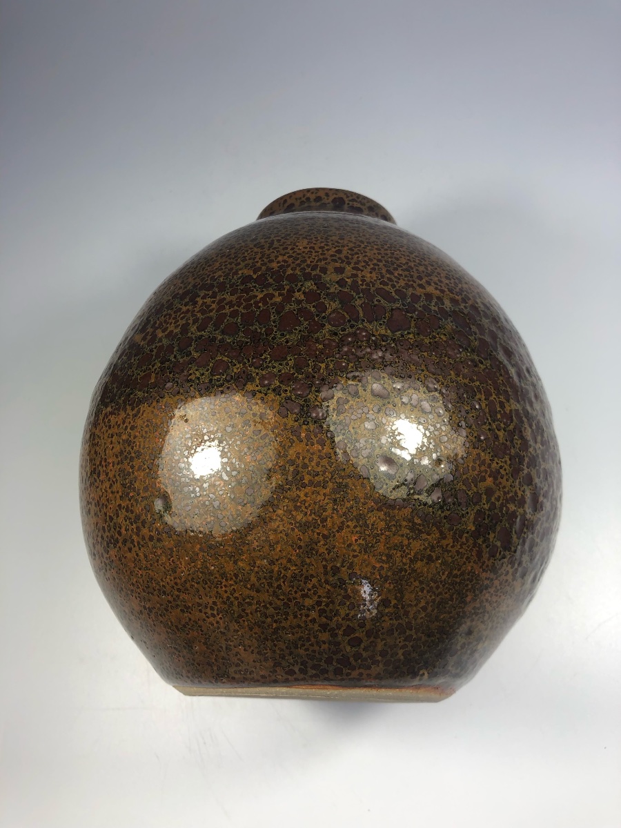 Daniel De Montmollin Signed Stoneware Vase Oil Drop Taizé Ceramic-photo-4