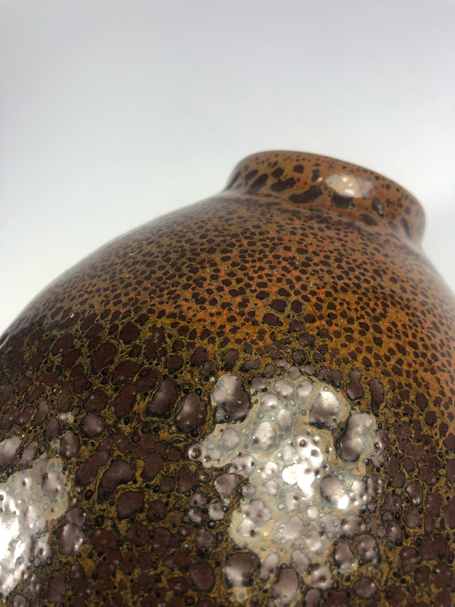 Daniel De Montmollin Signed Stoneware Vase Oil Drop Taizé Ceramic