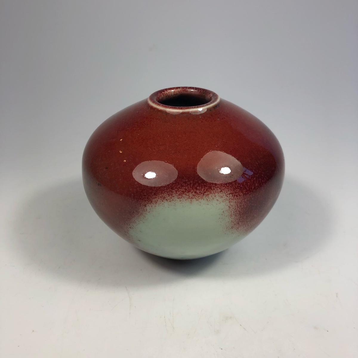Jean Girel Signed Vase, Oxblood Porcelain, Ceramic-photo-2