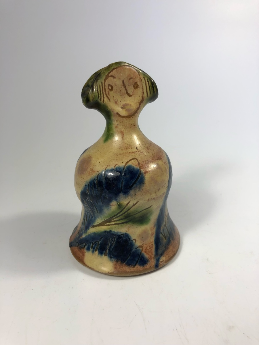 Gérard Lachens, Anthropomorphic Bell, Signed, Glazed Earthenware Ceramic 