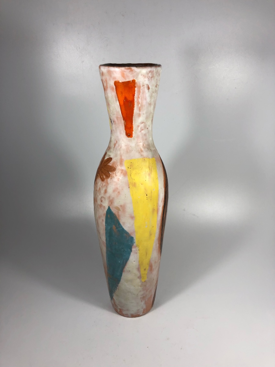 Michel Carlin grand vase signé céramique 1950 Var-photo-4