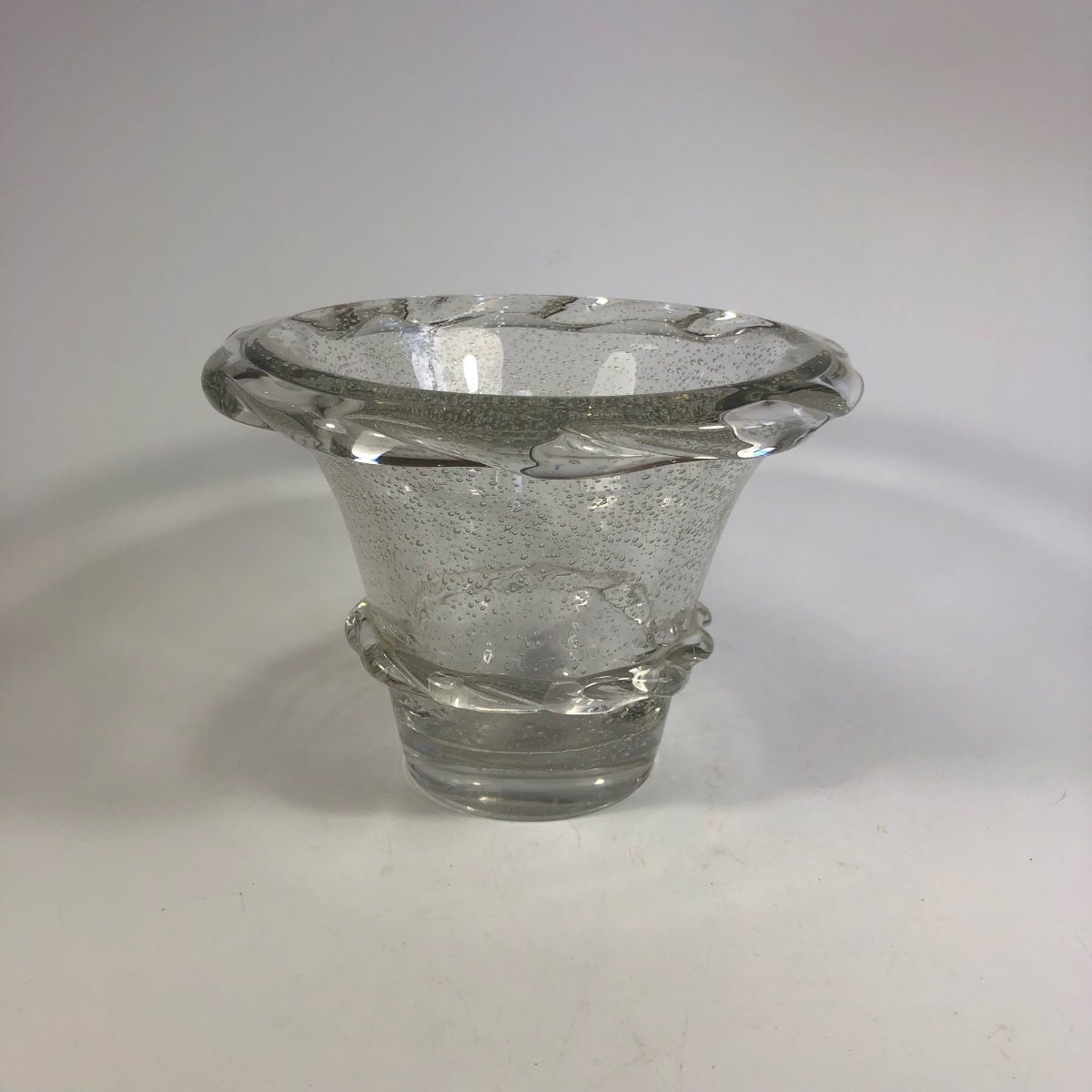 Daum Nancy vase verre bullé signé-photo-2