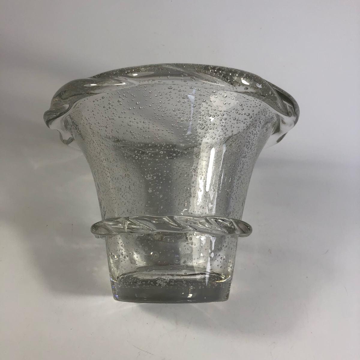 Daum Nancy vase verre bullé signé-photo-3