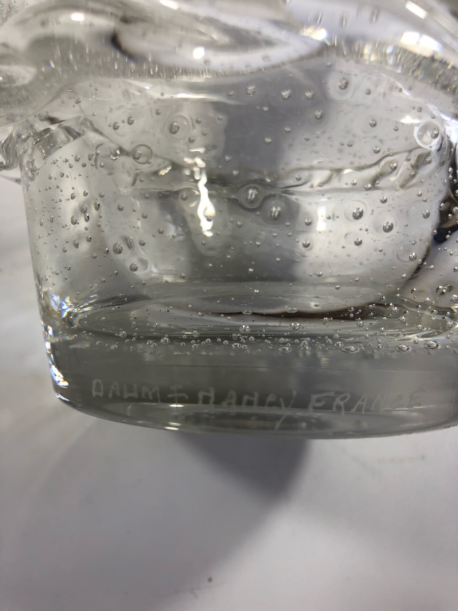Daum Nancy vase verre bullé signé-photo-4