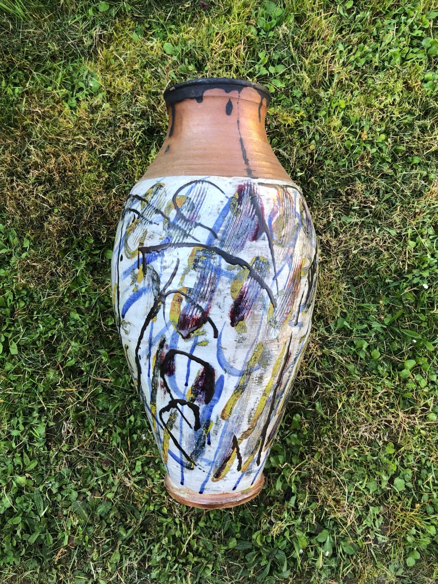 Alain Gaudebert Xl Vase, Signed Puisaye Stoneware-photo-3