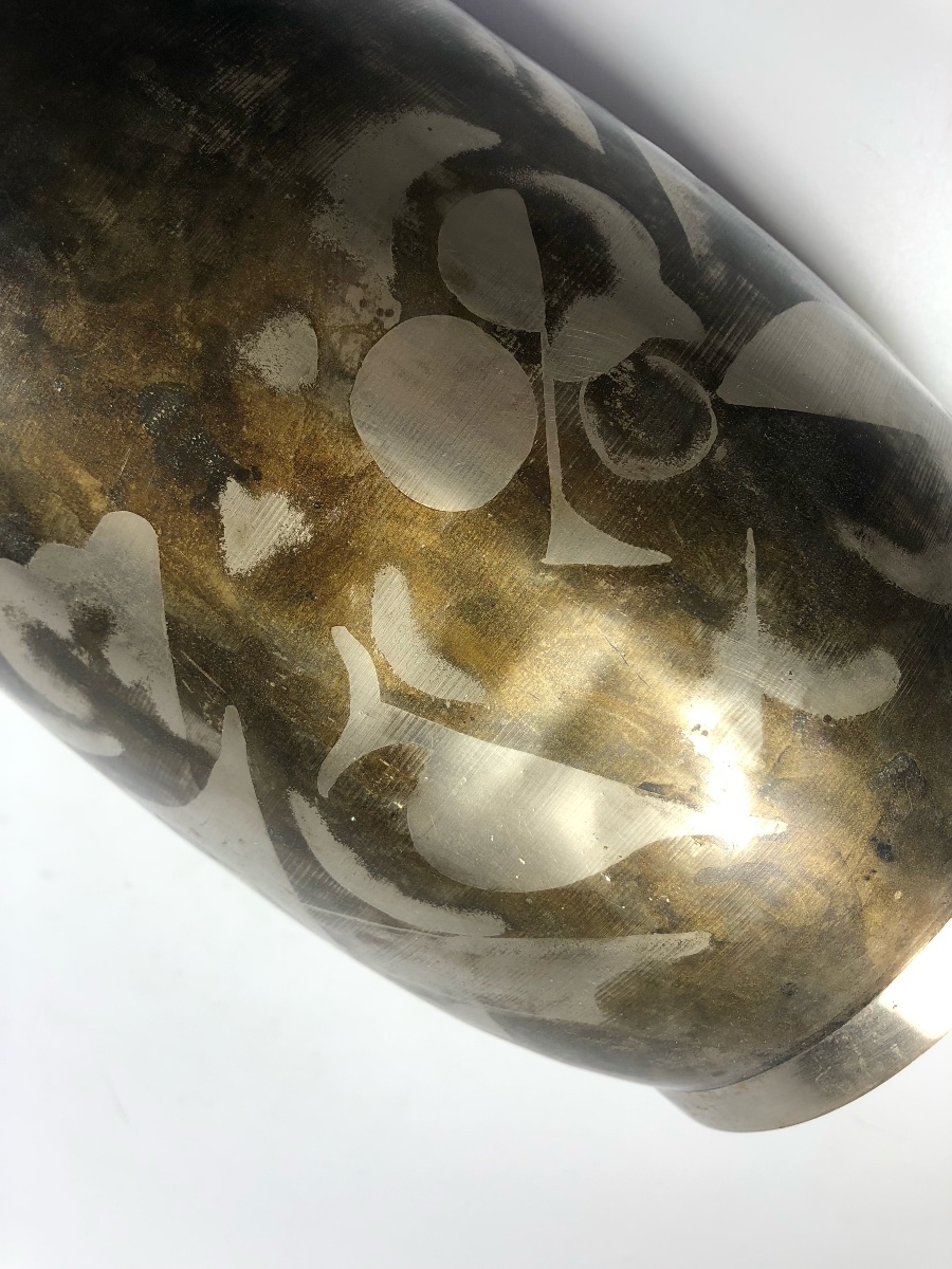 Evolution Large Vase, Signed By Dinanderie, Art Deco, Modernist, 1930-photo-1