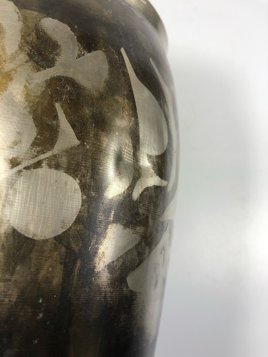 Evolution Large Vase, Signed By Dinanderie, Art Deco, Modernist, 1930-photo-2