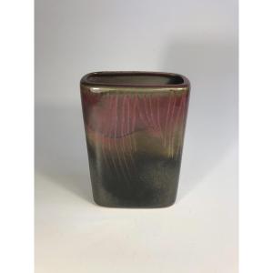 Jean-Yves Lemonnier beau vase brique signé céramique