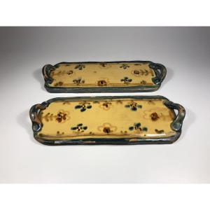 Anne Dangar Moly Sabata 2 Dishes Art Deco Ceramic Plates Era Gleizes