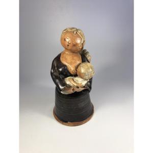 Louise And Michel Gardelle Stoneware Sculpture Signed Ceramic 