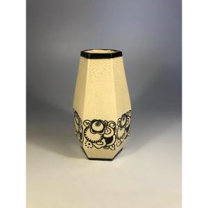 Jacques Adnet pour Lusca vase céramique signé Art Déco