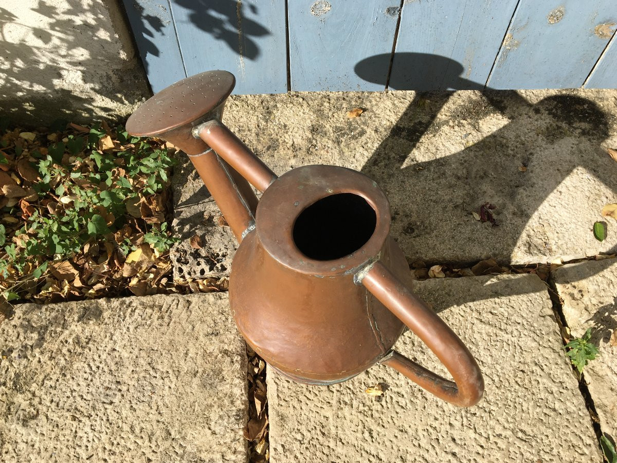 Arrosoir en cuivre probablement fin XVIIIe début XIXe pour jardin ancien-photo-2