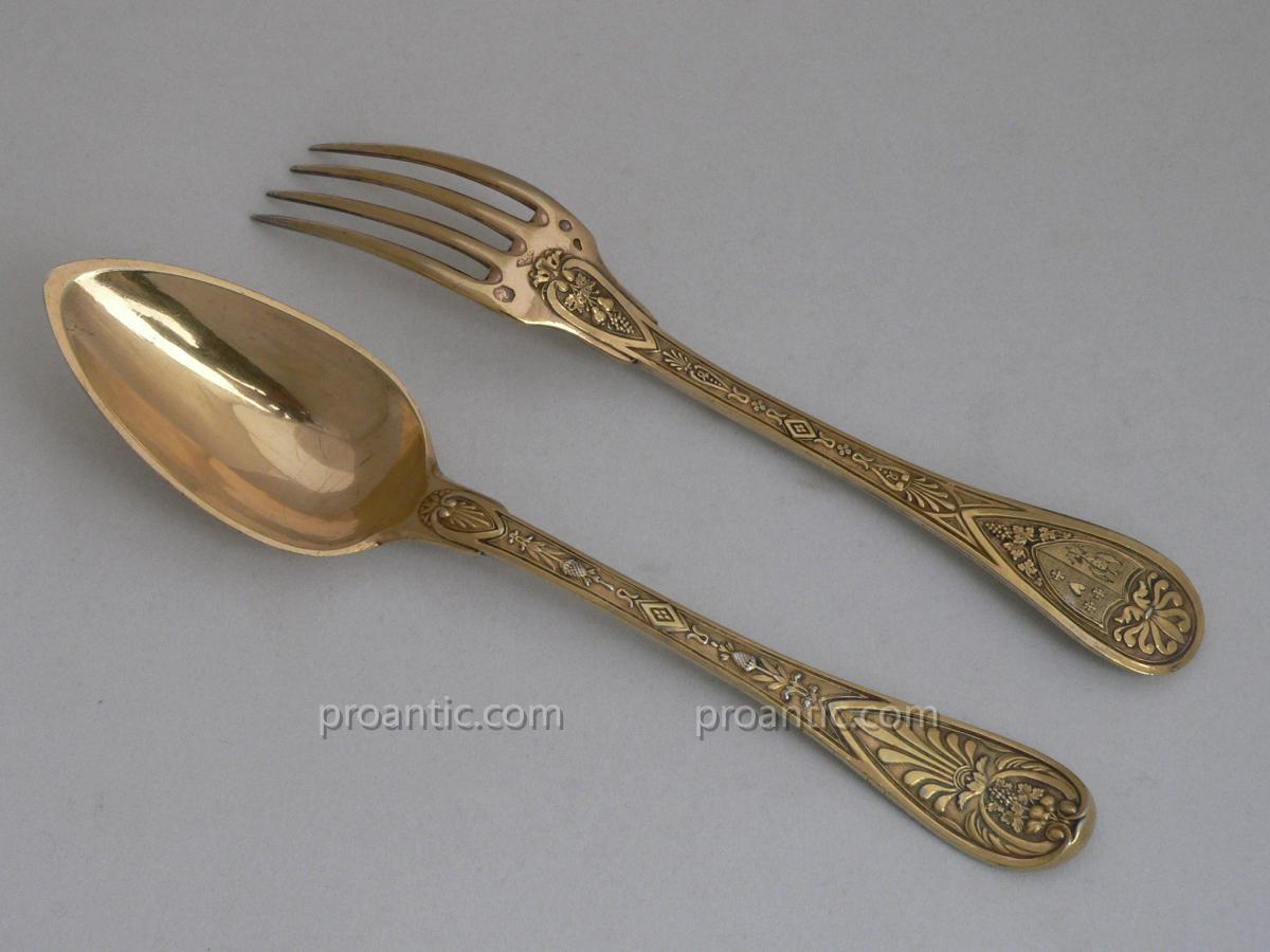 Silver Vermeil Empire Period Covered 1798-1809 Armorié