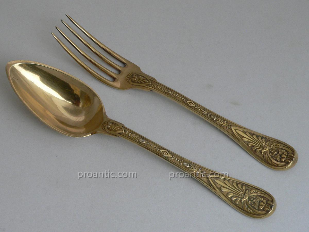 Silver Vermeil Empire Period Covered 1798-1809 Armorié-photo-2