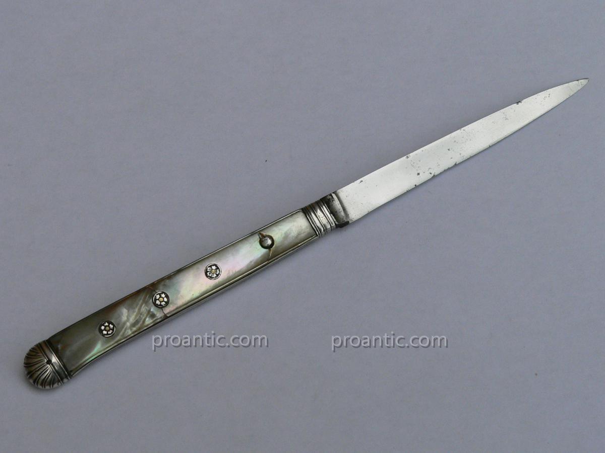 Removable Knife 18th Travel Covered From Pearl Sterling Silver-photo-2
