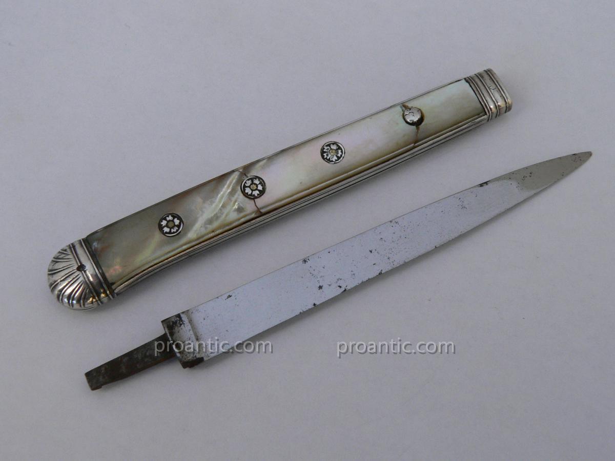Removable Knife 18th Travel Covered From Pearl Sterling Silver-photo-1