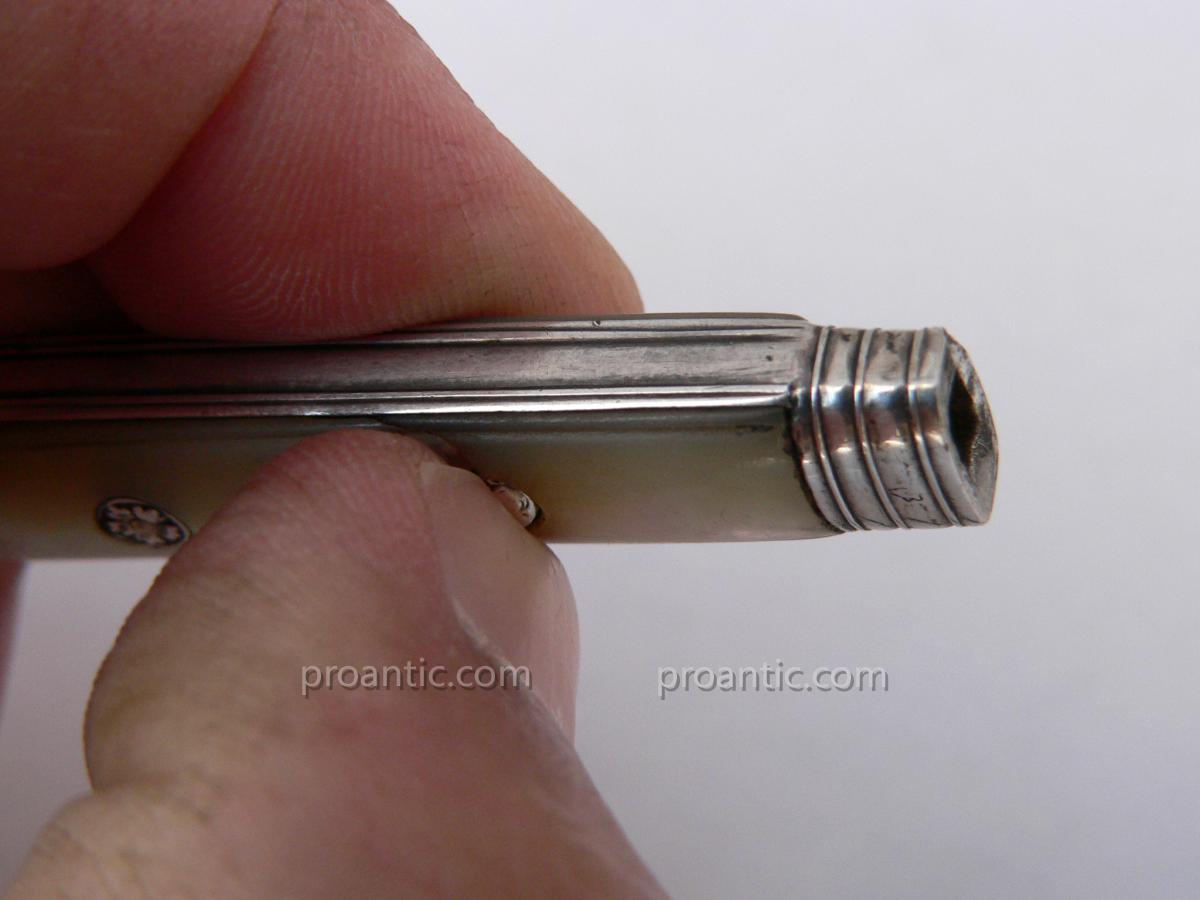 Removable Knife 18th Travel Covered From Pearl Sterling Silver-photo-3