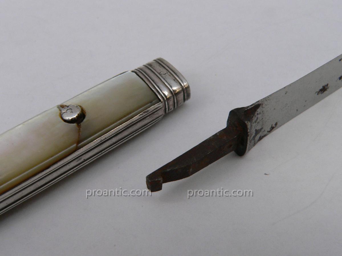 Removable Knife 18th Travel Covered From Pearl Sterling Silver-photo-4
