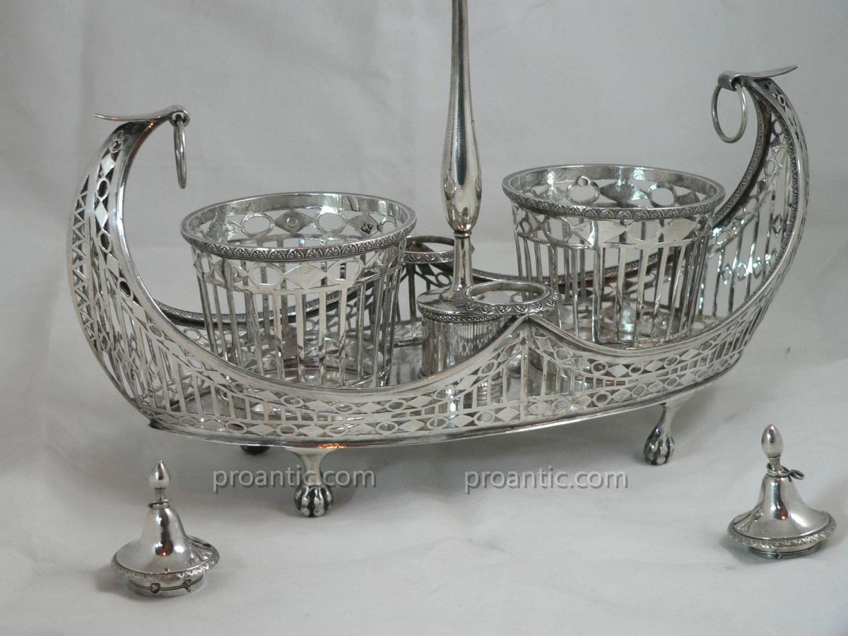 Vinegar Cruet Sterling Silver XVIII Executive Shuttle 577gr-photo-2