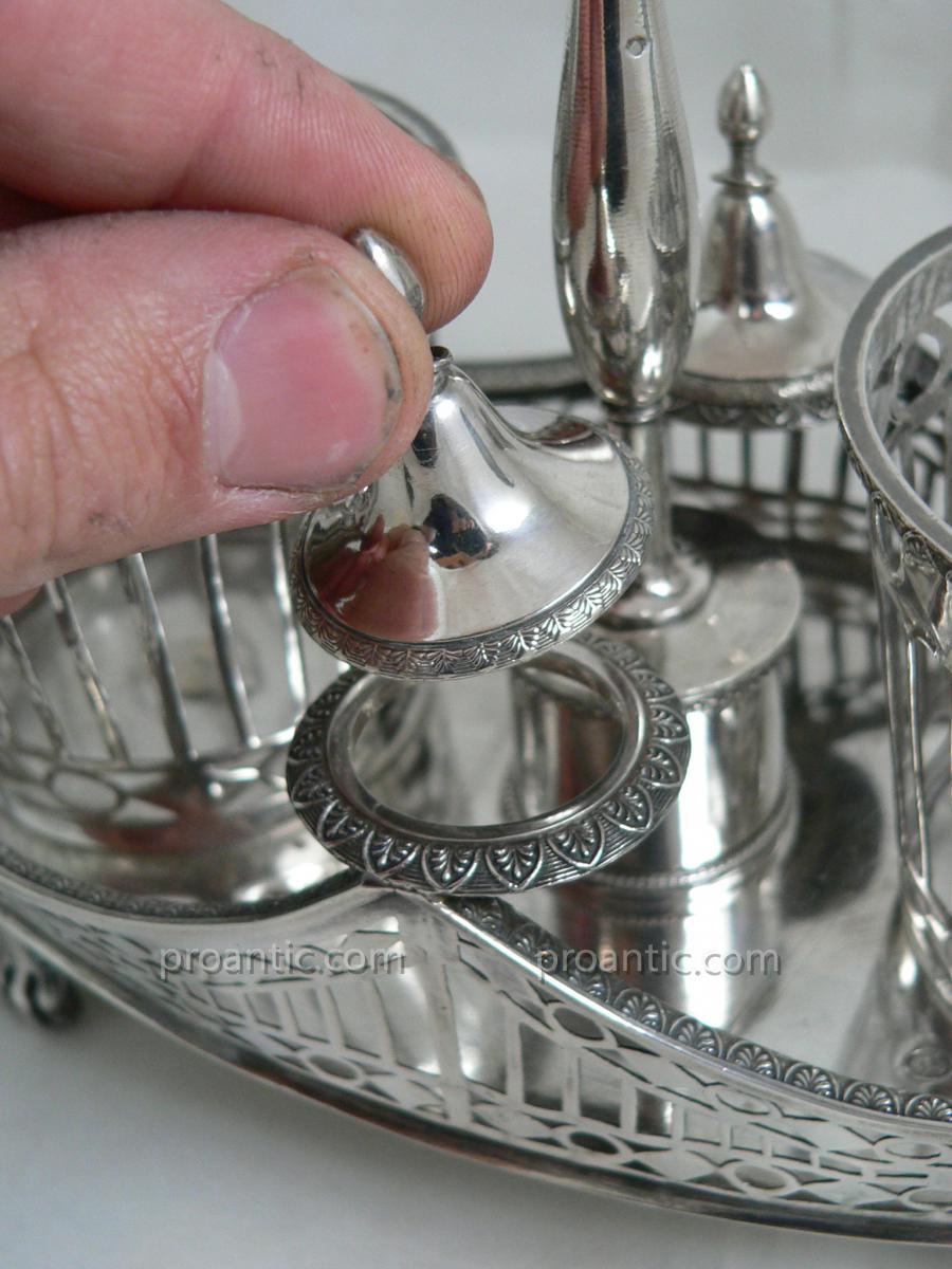 Vinegar Cruet Sterling Silver XVIII Executive Shuttle 577gr-photo-3