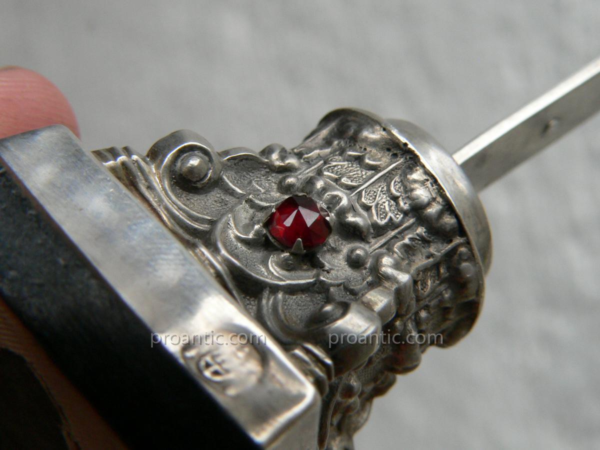 Christ Calvary Chapel Crusifix Sterling Silver Garnet Nineteenth 19th-photo-3