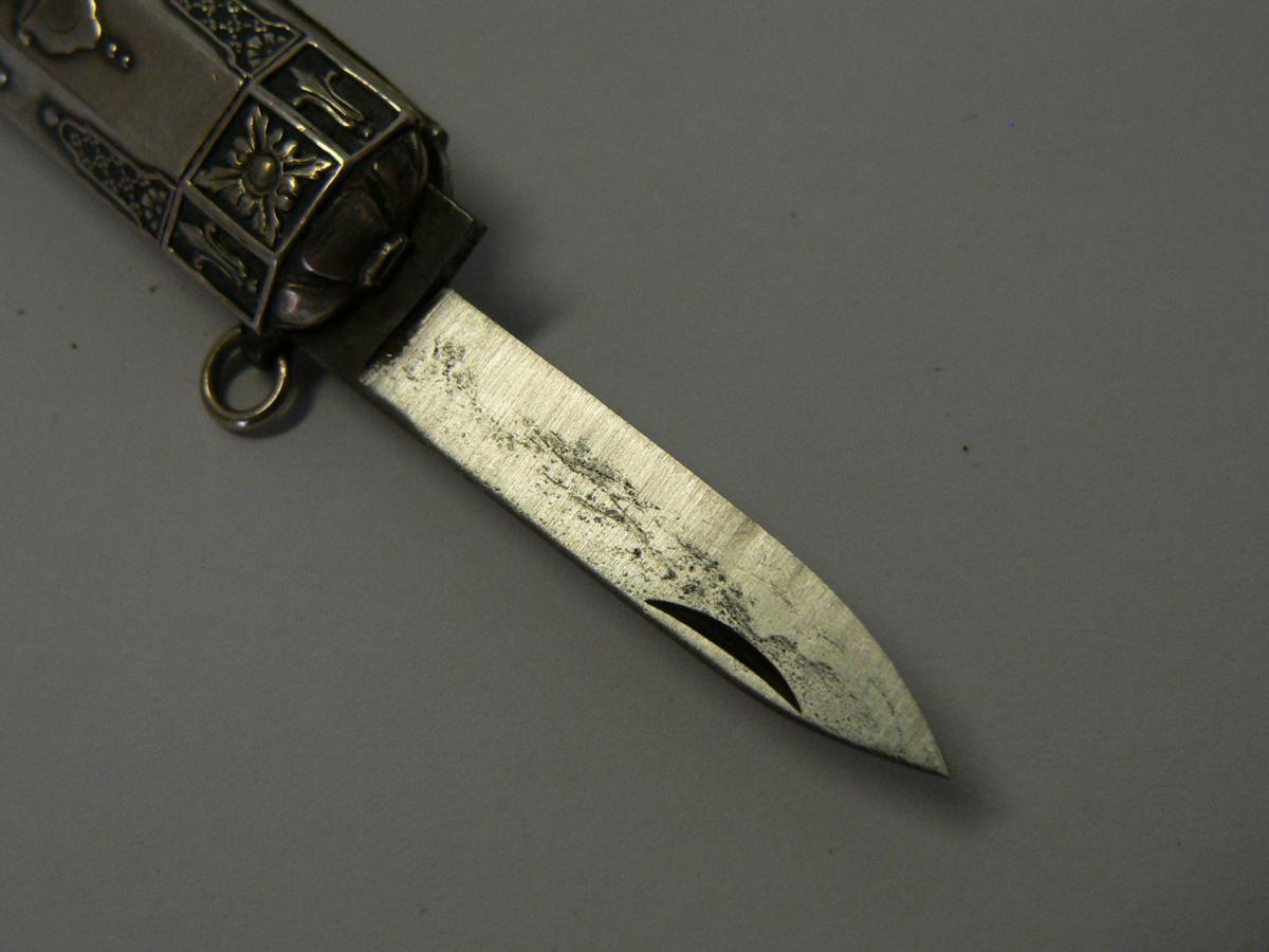 Large Folding Knife XIX Sterling Silver Decor Renaissance-photo-4